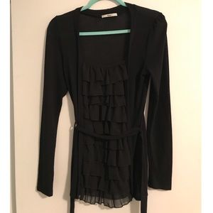 Papaya Black Ruffle Top